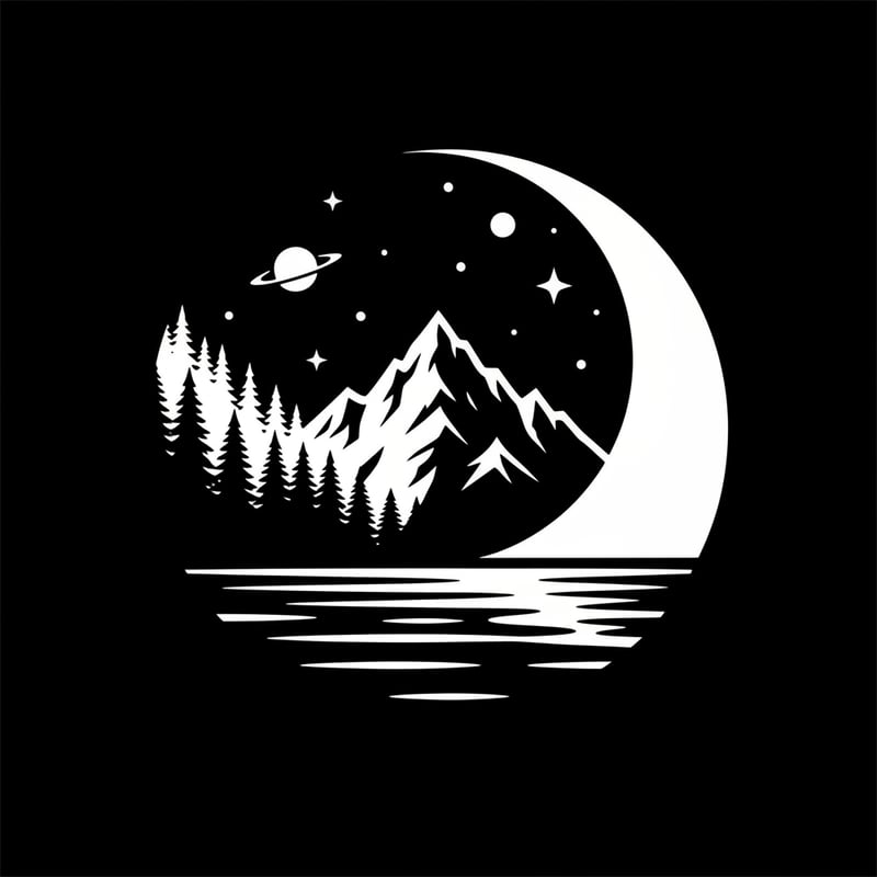 Black and White Night Landscape Logo