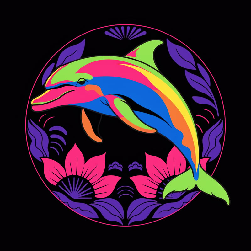Neon Bottlenose Dolphin Vector Art