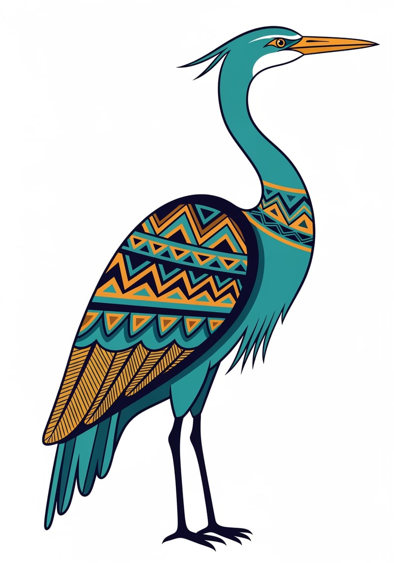 Stylized Alebrije Egret Art