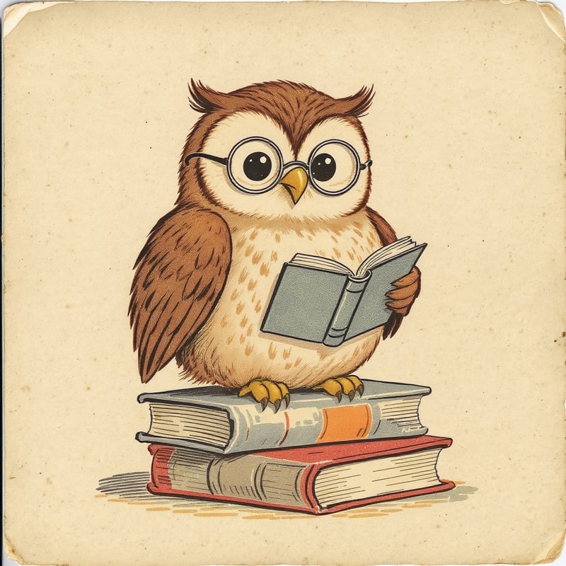 1940s Vintage Owl Book Illustration