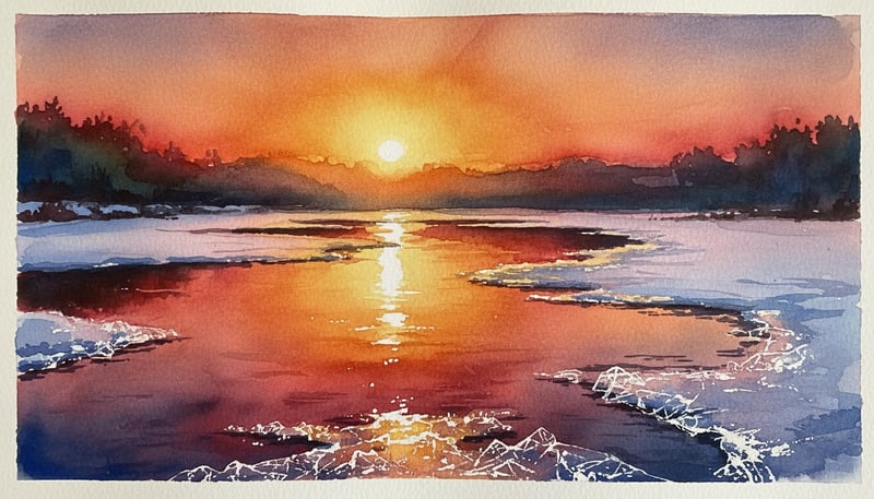 Sunset Over Frozen Creek