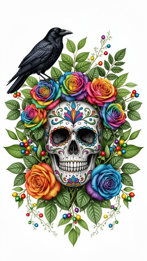 Day of the Dead Floral Sugar Skull