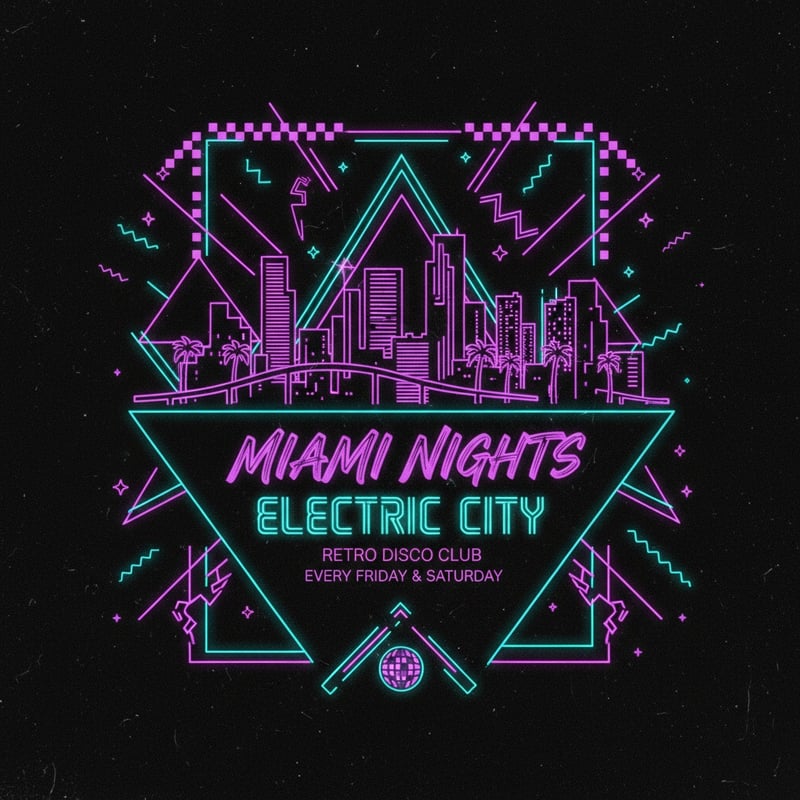 Miami Skyline Neon Silhouette