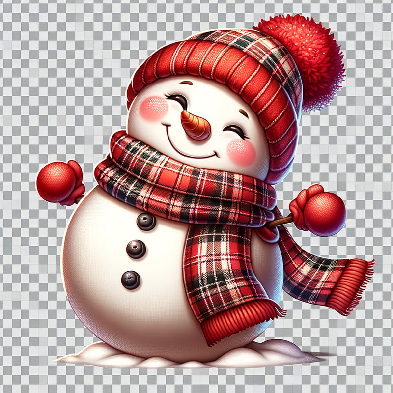 Cheerful Christmas Snowman Illustration