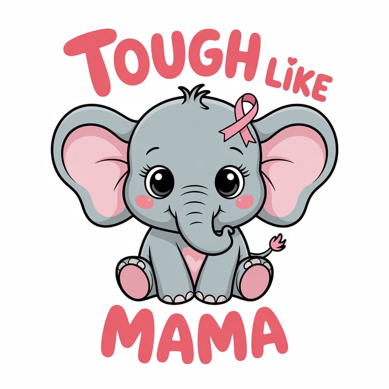 Cute Elephant Art for Breast Cancer Awareness