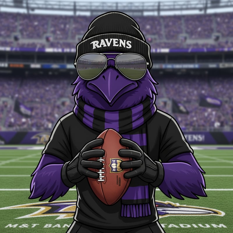 Purple Raven Character with Football