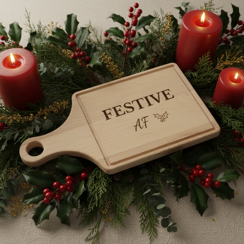 Engraved Wooden Chopping Board Xmas Centerpiece