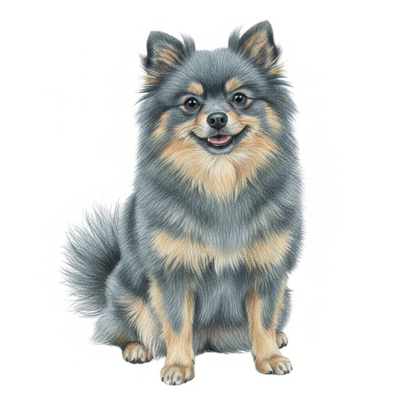 Realistic Pomeranian Colored Pencil Drawing