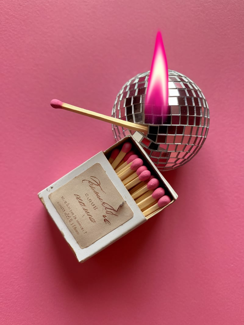 Vintage Matchbox with Disco Ball Tips Art