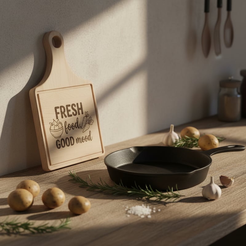 Rustic Cooking Setup with Wooden Board