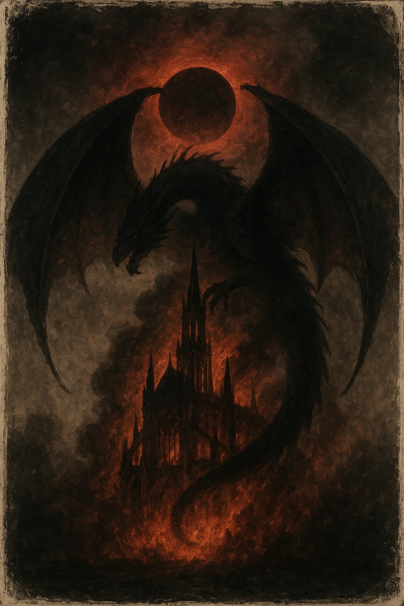 Colossal Dragon and Burning Cathedral