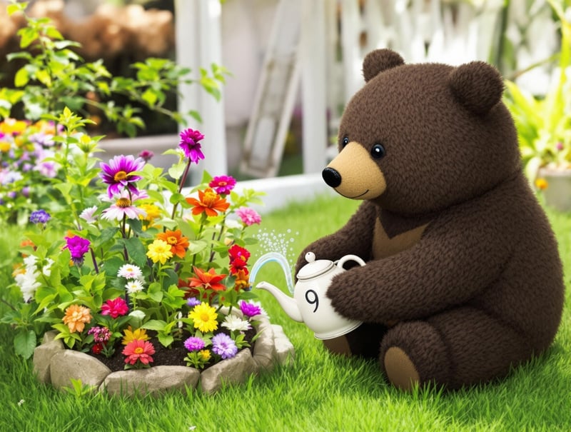 Bear in a Flower Garden
