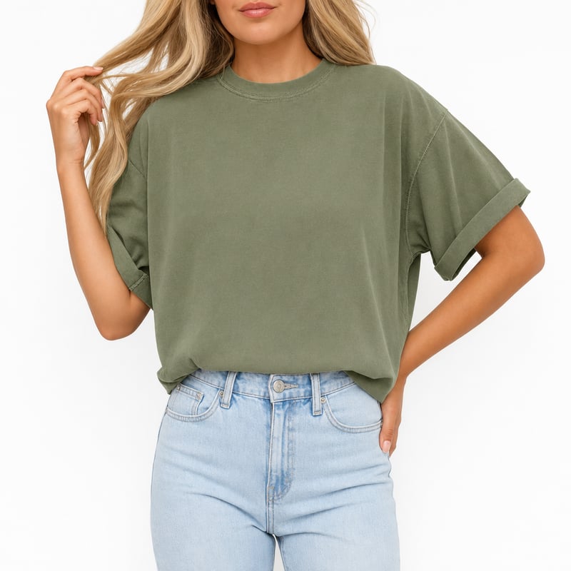 Blank Moss Green Oversized T-Shirt