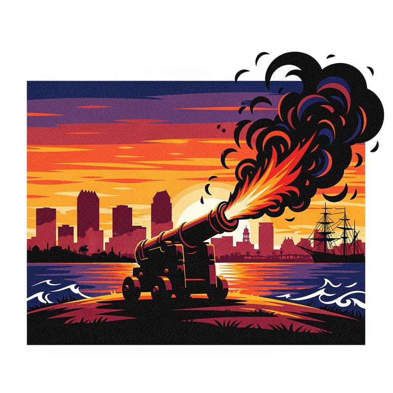Gasparilla Pirate Cannon Illustration