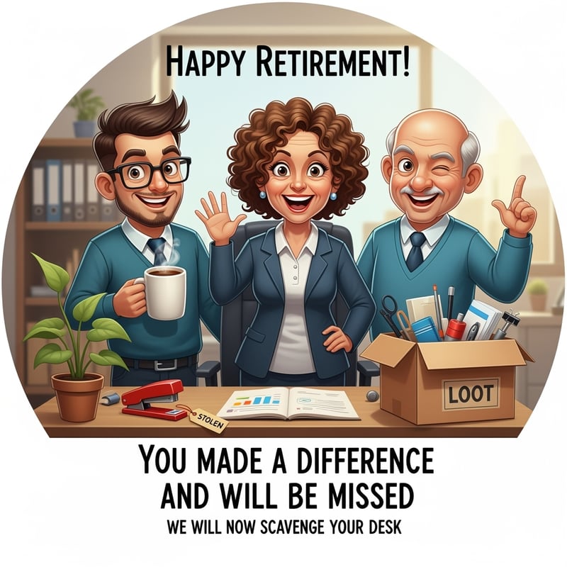Funny Cartoon Coworkers Retirement Scene