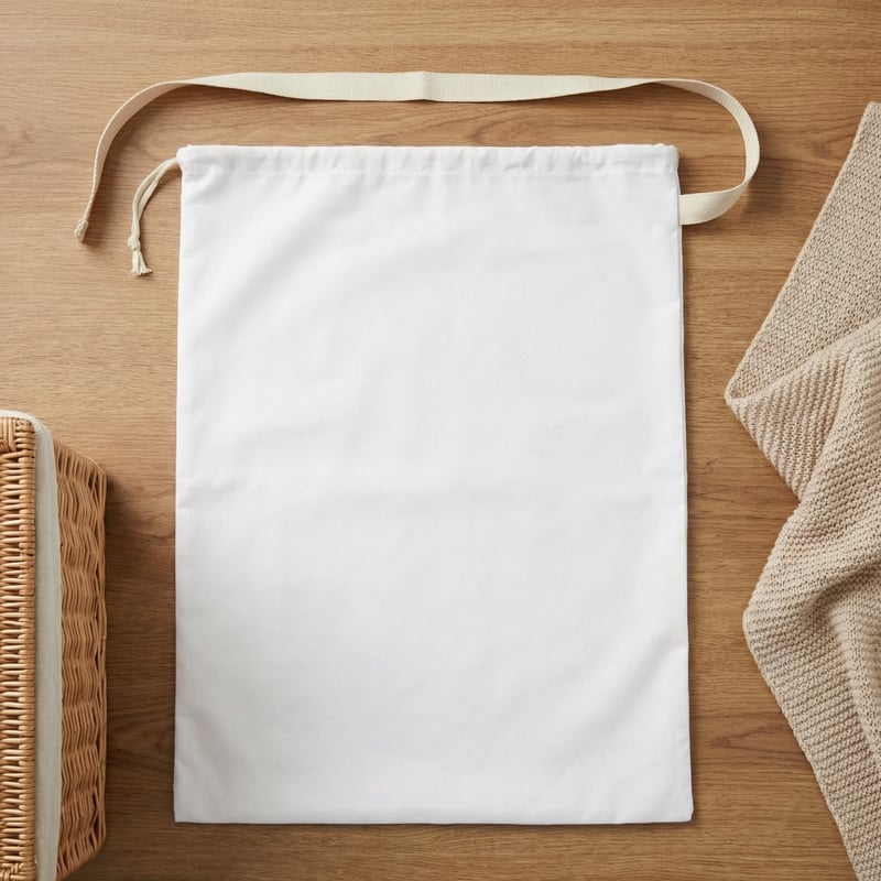 Large White Laundry Bag Flatlay
