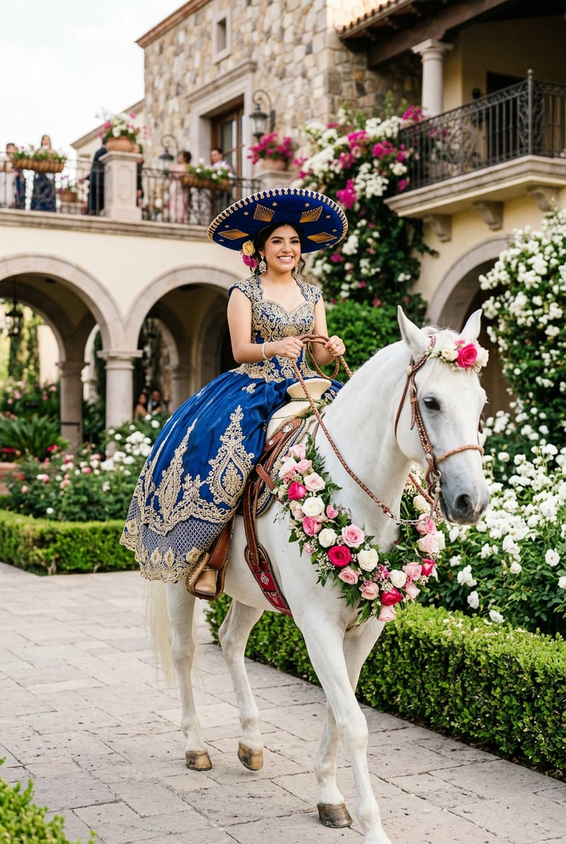 Quinceañera con sombrero de charra