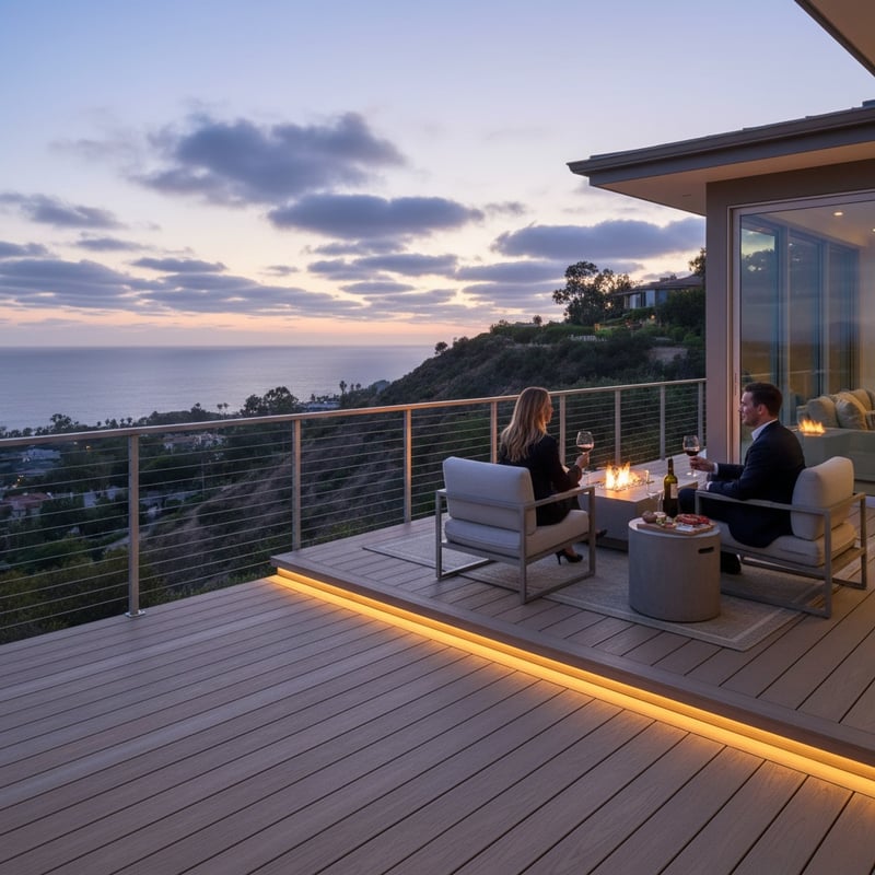 Couple Enjoying Wine on Luxury Deck