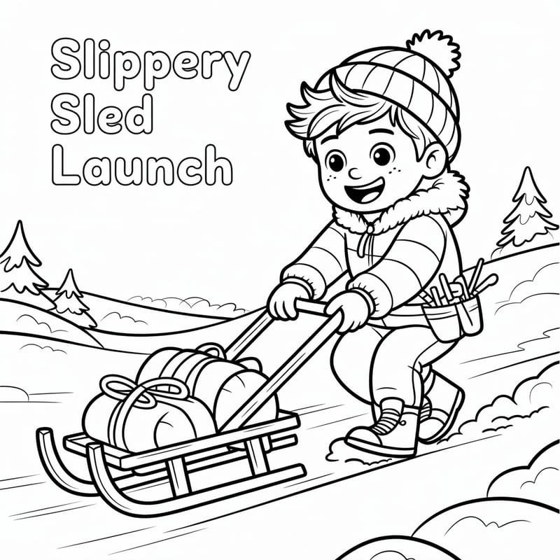 Whimsical Snowy Sled Adventure