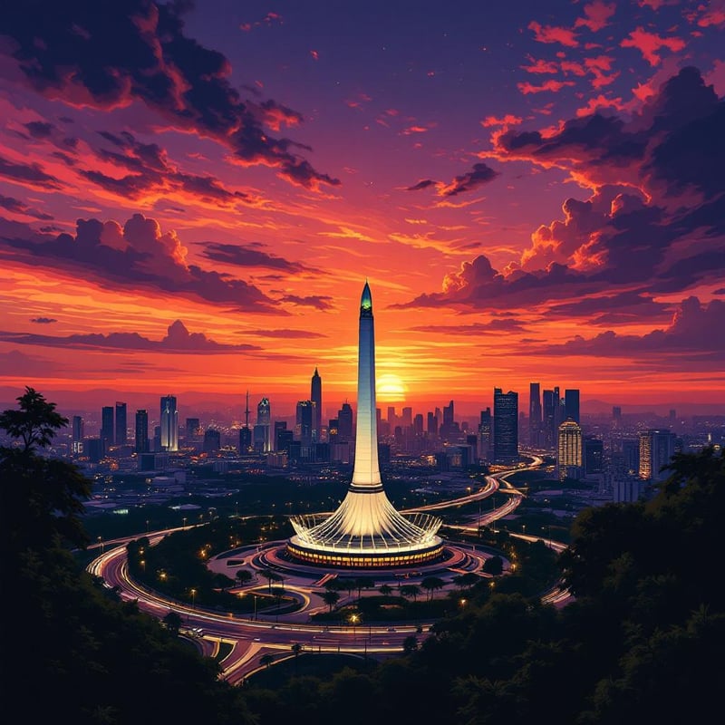Jakarta Sunset Travel Poster