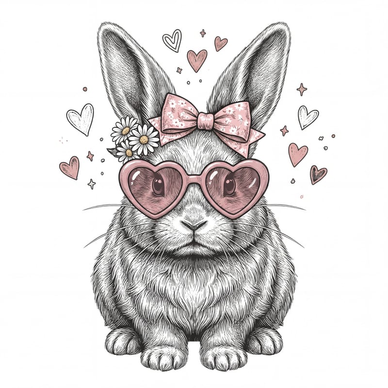 Vintage Chalk-Etch Rabbit Illustration