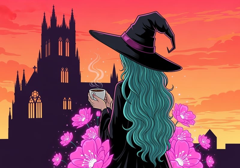 Mystical Witch at Sunset