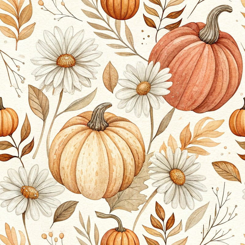 Warm-Toned Pumpkin Autumn Pattern