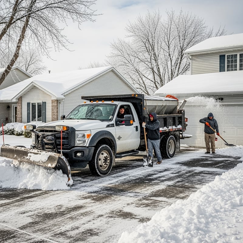 Winter Morning Snow Removal Scene