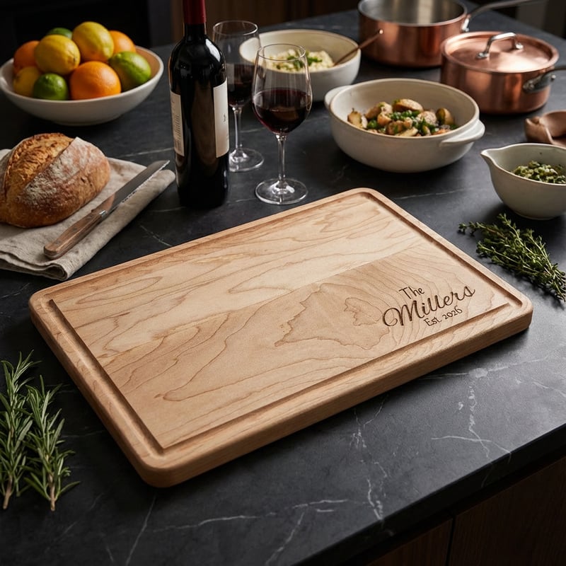 Elegant Engraved Cutting Board Setup
