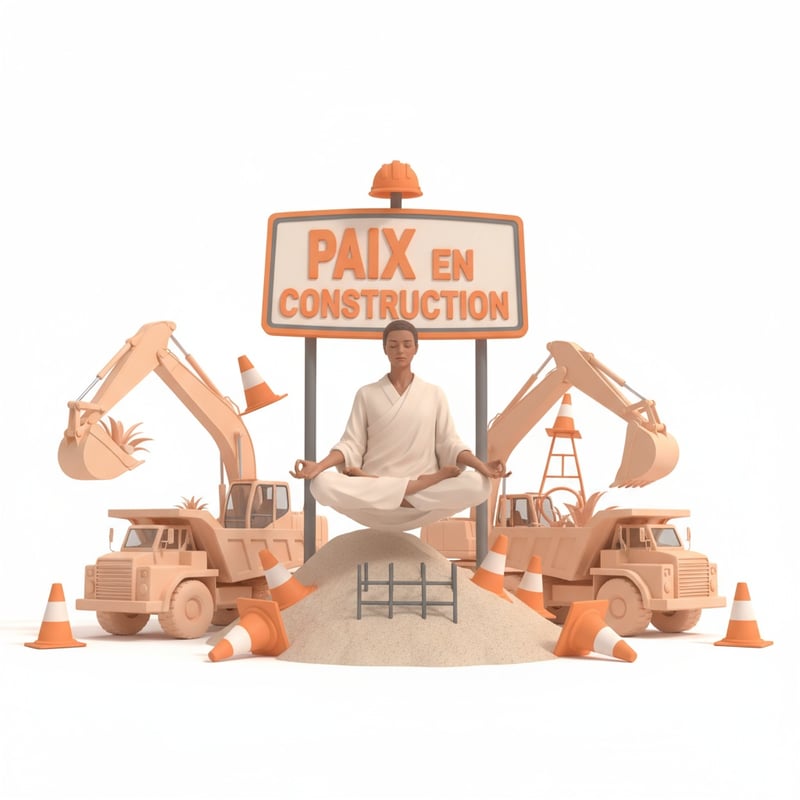 Person Meditating at Construction Site