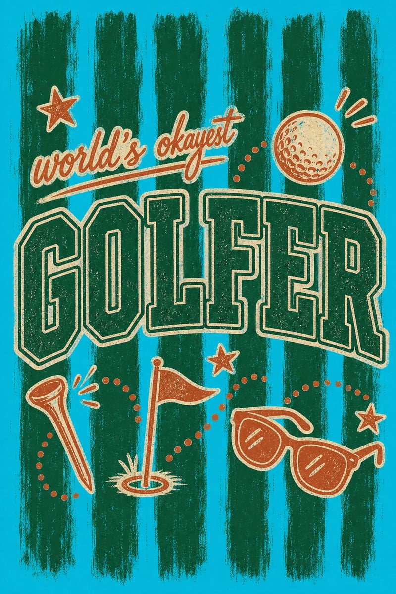 Retro Doodle Golf Tee Design