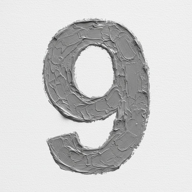 Textured Grayscale Digit 9 Art