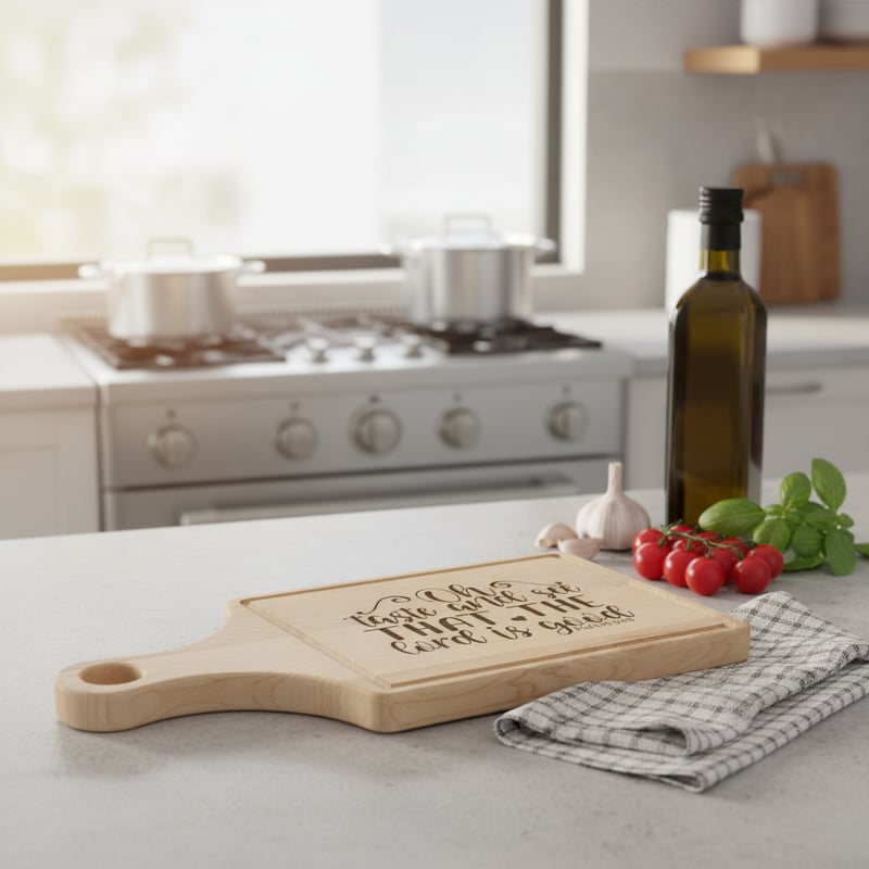 Engraved Kitchen Board in Modern Family Kitchen