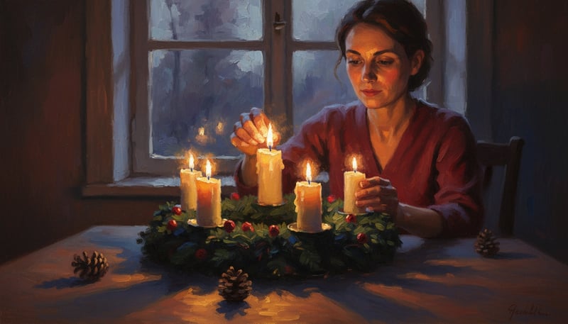 Mother Lighting Advent Candle