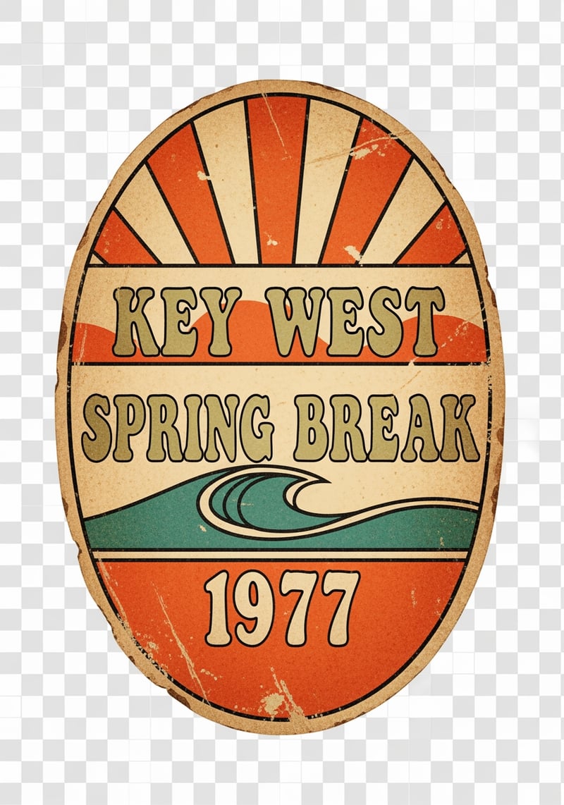 Key West Spring Break 1977 Vintage Badge