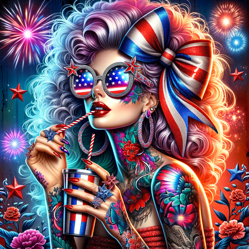 Stylized Patriotic Woman in Digital Art