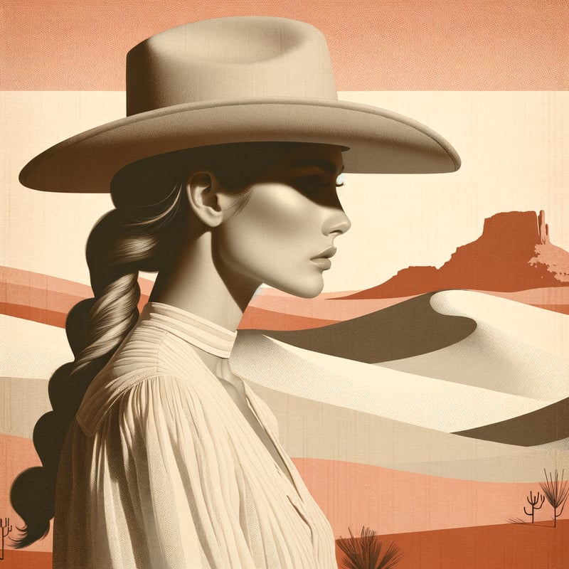 Serene Cowgirl in Stylized Desert