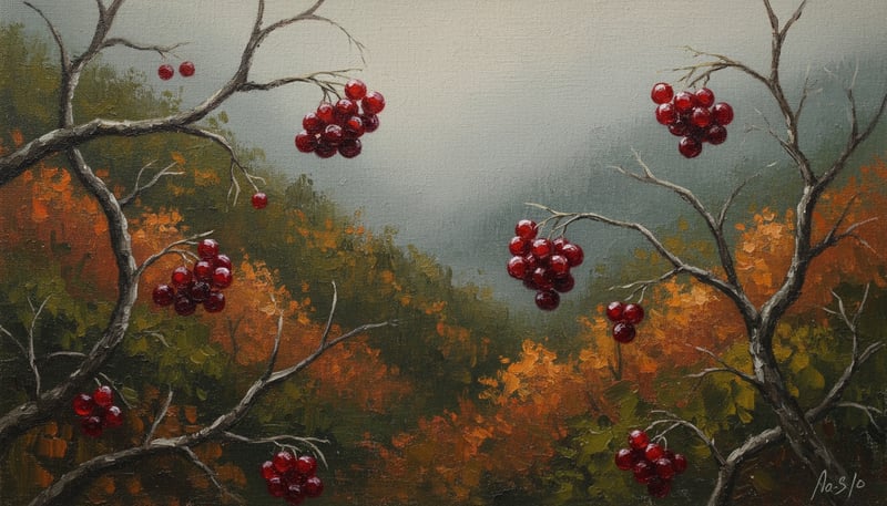 Oil Painting of Wild Berries in Autumn