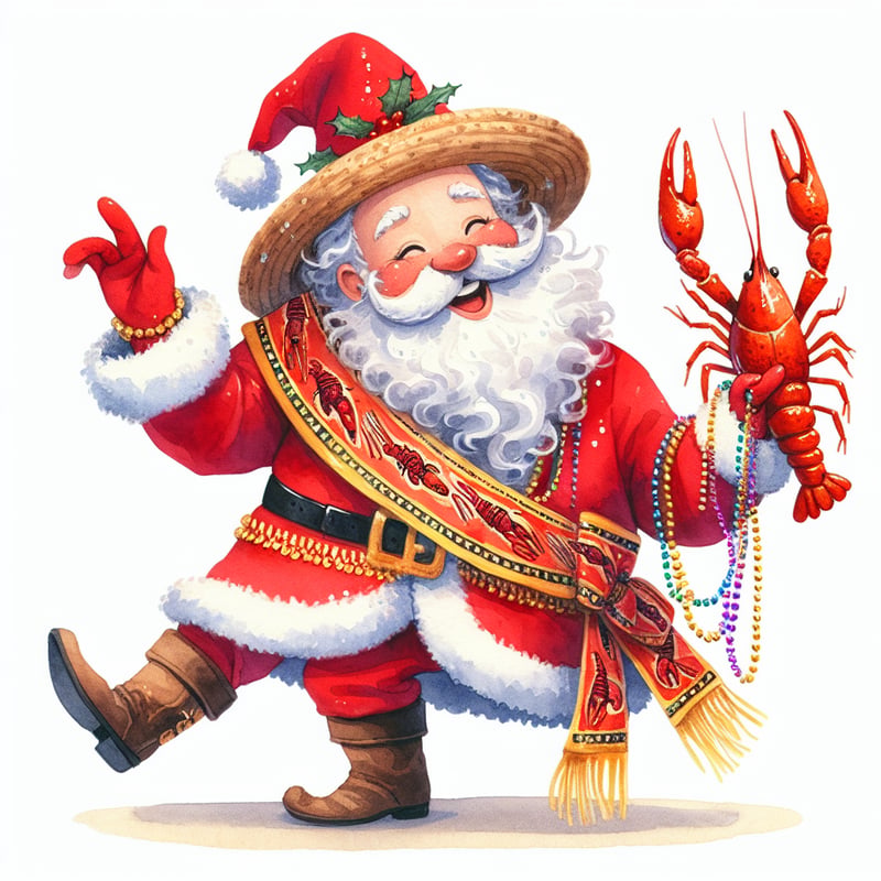 Cajun Santa Claus Watercolor Art