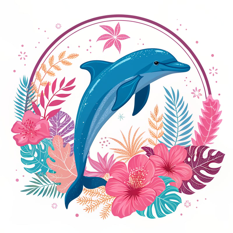 Neon Bottlenose Dolphin Vector Art
