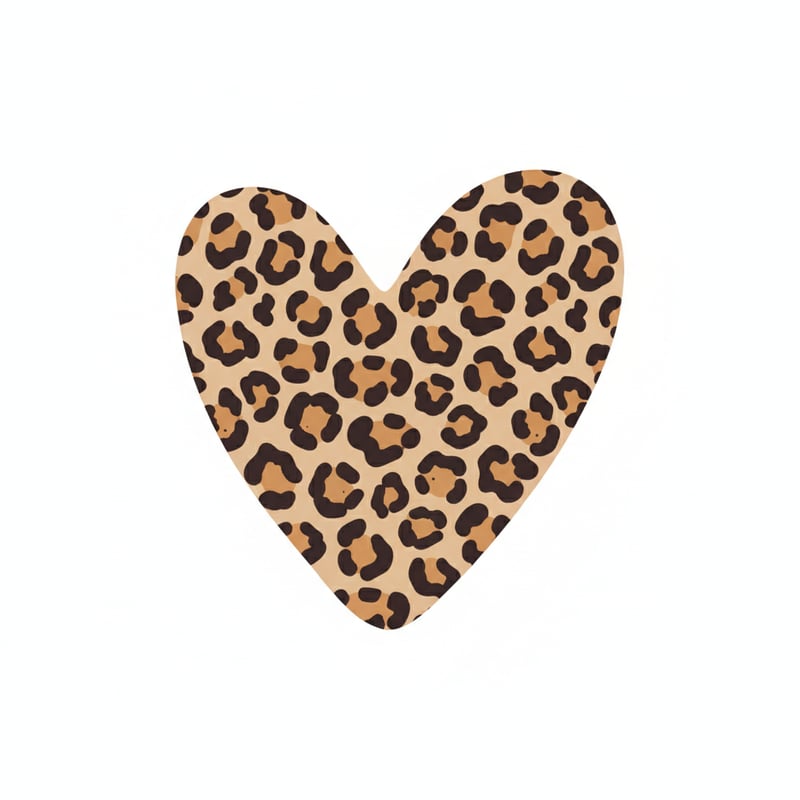 Asymmetrical Heart with Leopard Pattern