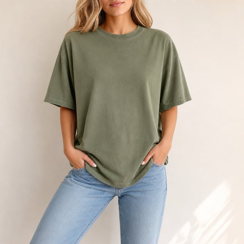 Blank Moss Green Oversized T-Shirt