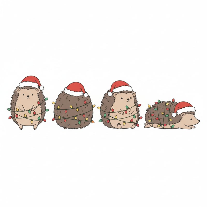 Hedgehogs with Christmas Lights
