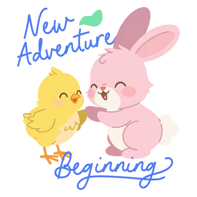 Cute Bunny and Chick Cartoon