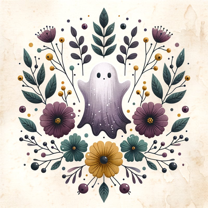 Halloween Watercolor Ghost Tattoo Art
