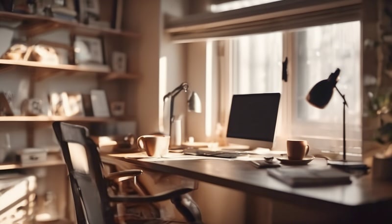 Minimalist Home Office with Wooden Textures