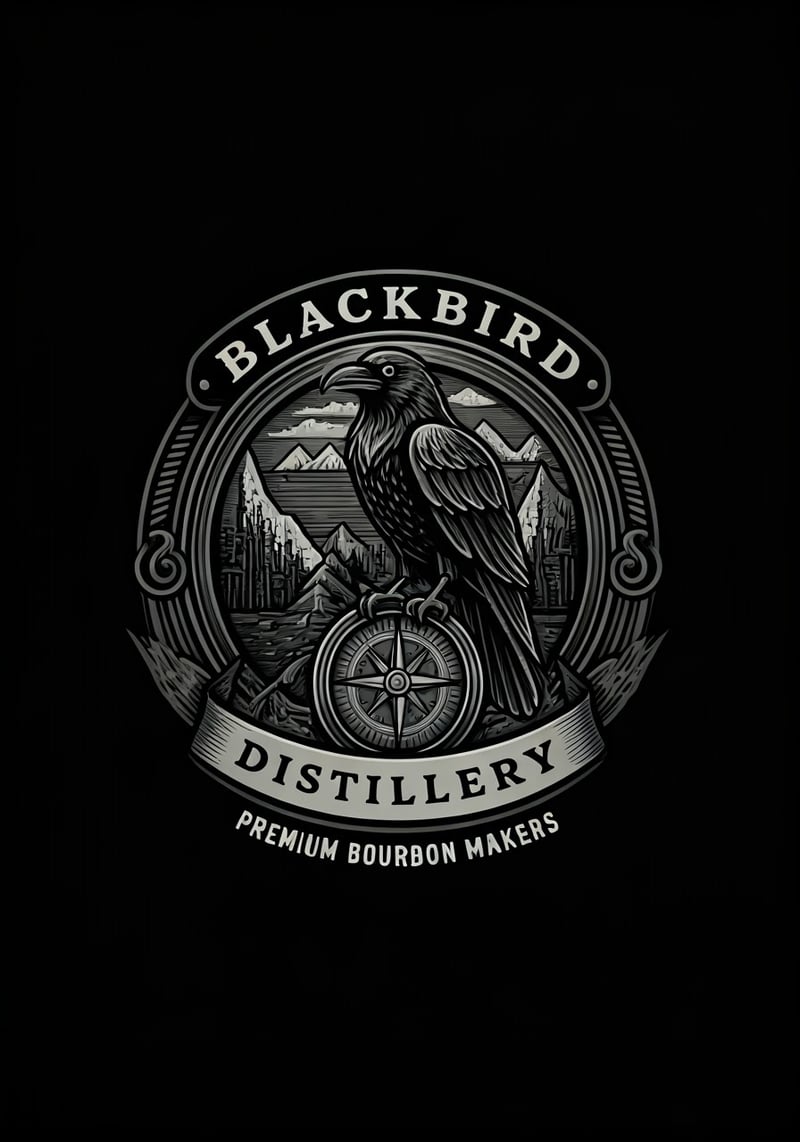 Elegant Raven Distillery Logo Design