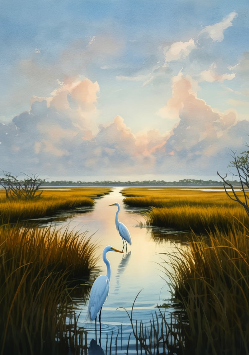 Serene Everglades Watercolor Painting