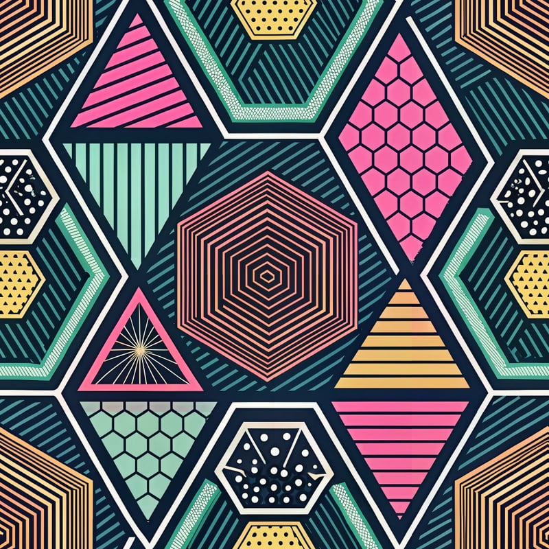 Neon Cyber Striped Geometric Pattern