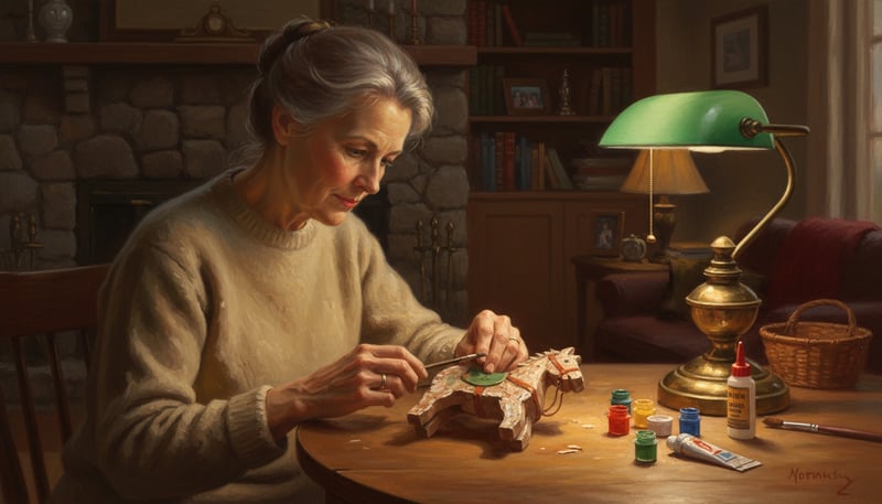 Sentimental Rockwell-Style Oil Painting